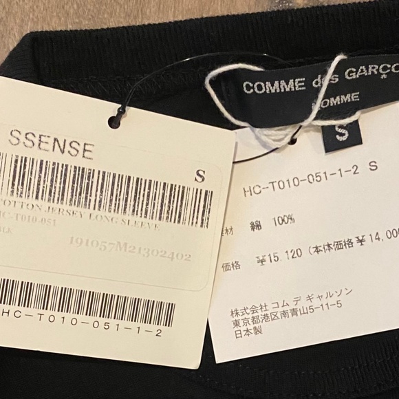 Comme des Garçons Homme Long Sleeve Pocket T Shirt Small NWT - Picture 2 of 2